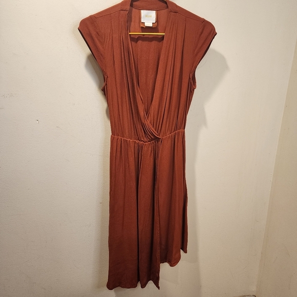 ANTHROPOLOGY Maeve Rust Faux Wrap Dress size XS - Picture 3 of 13
